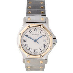 NEW Cartier Ladies Octagon 30mm Santos 18kt Yellow Gold Watch
